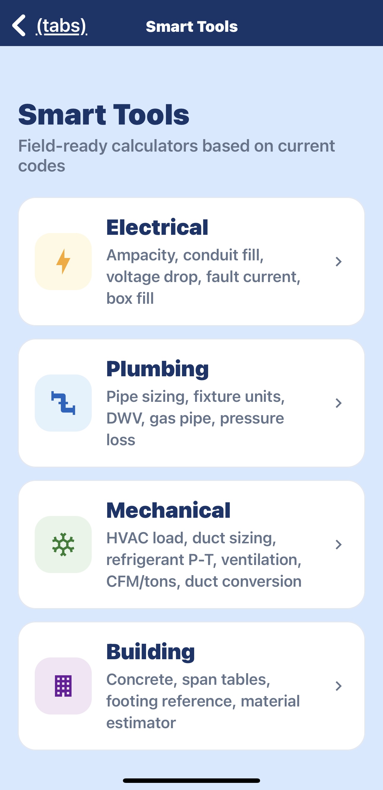 Smart Tools calculators